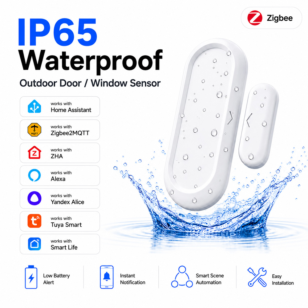 Smart Home Zigbee 3.0 - Wodoodporny czujnik drzwi i okien IP65