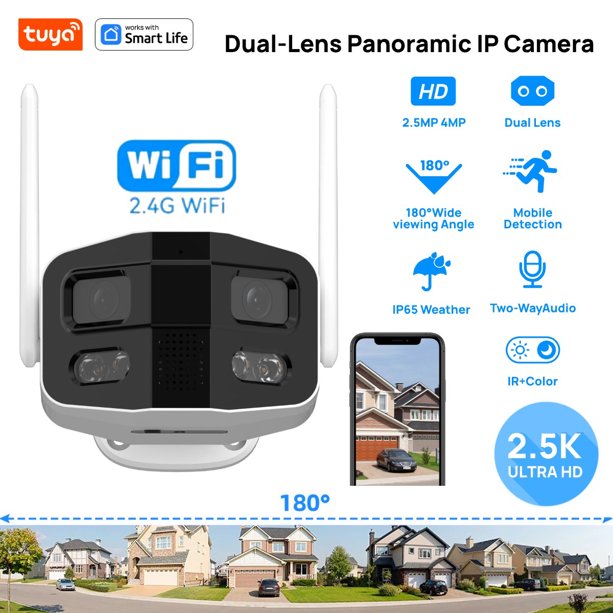 Smart Home Camera Ezviz - Tuya Smart 4MP 2.5K Dual-Lens Duży