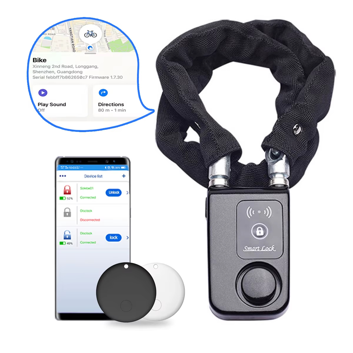 Smart Home Group - Blokada rowerowa z alarmem 110dB i
