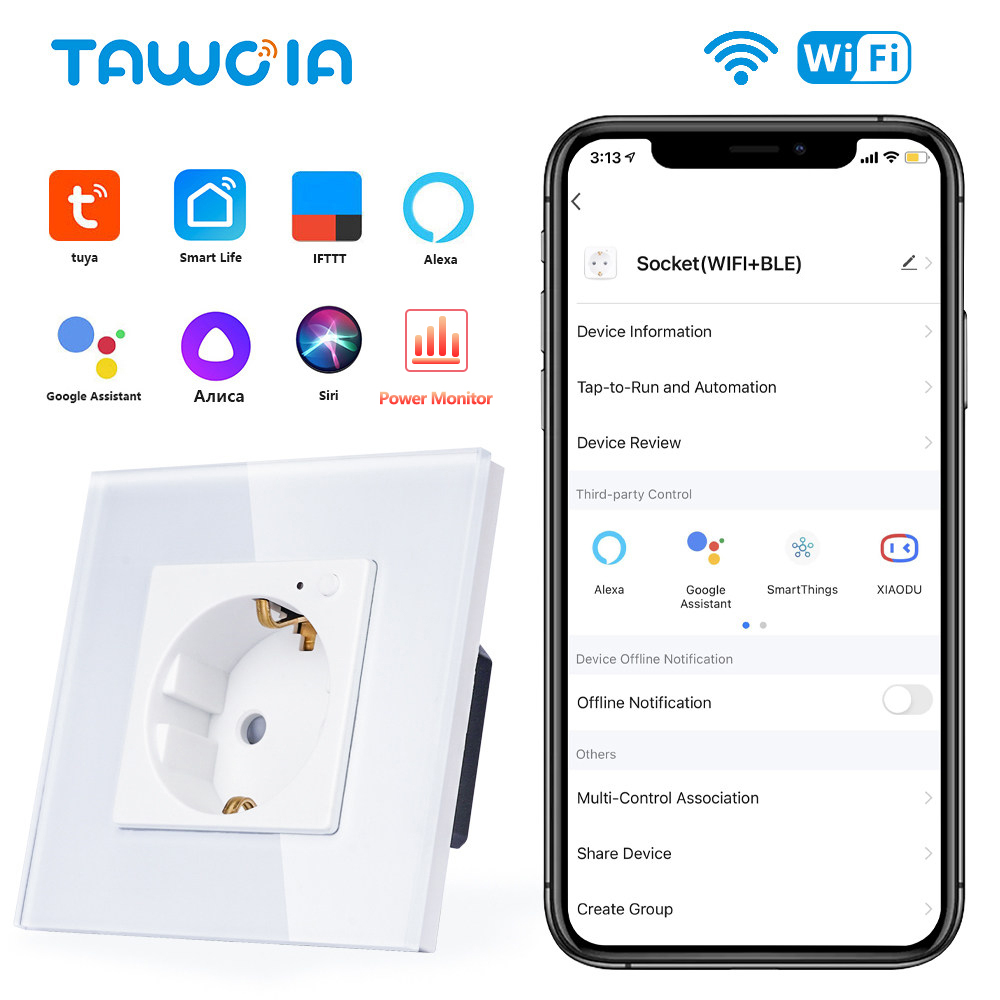 Smart Home Energy Monitor - TAWOIA Wifi Gniazdo ścienne Standard UE