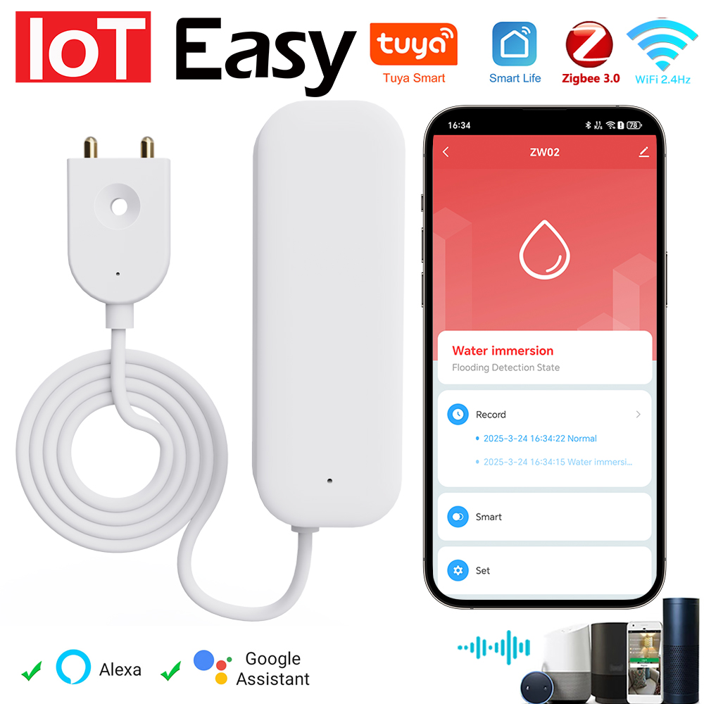 Smart Home Tools - Tuya WiFi ZigBee czujnik wody Alarm