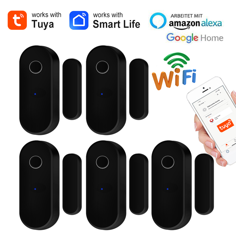 Smart Home Blog - Czujnik otwarcia/zamknięcia drzwi WiFi Tuya, czarny,
