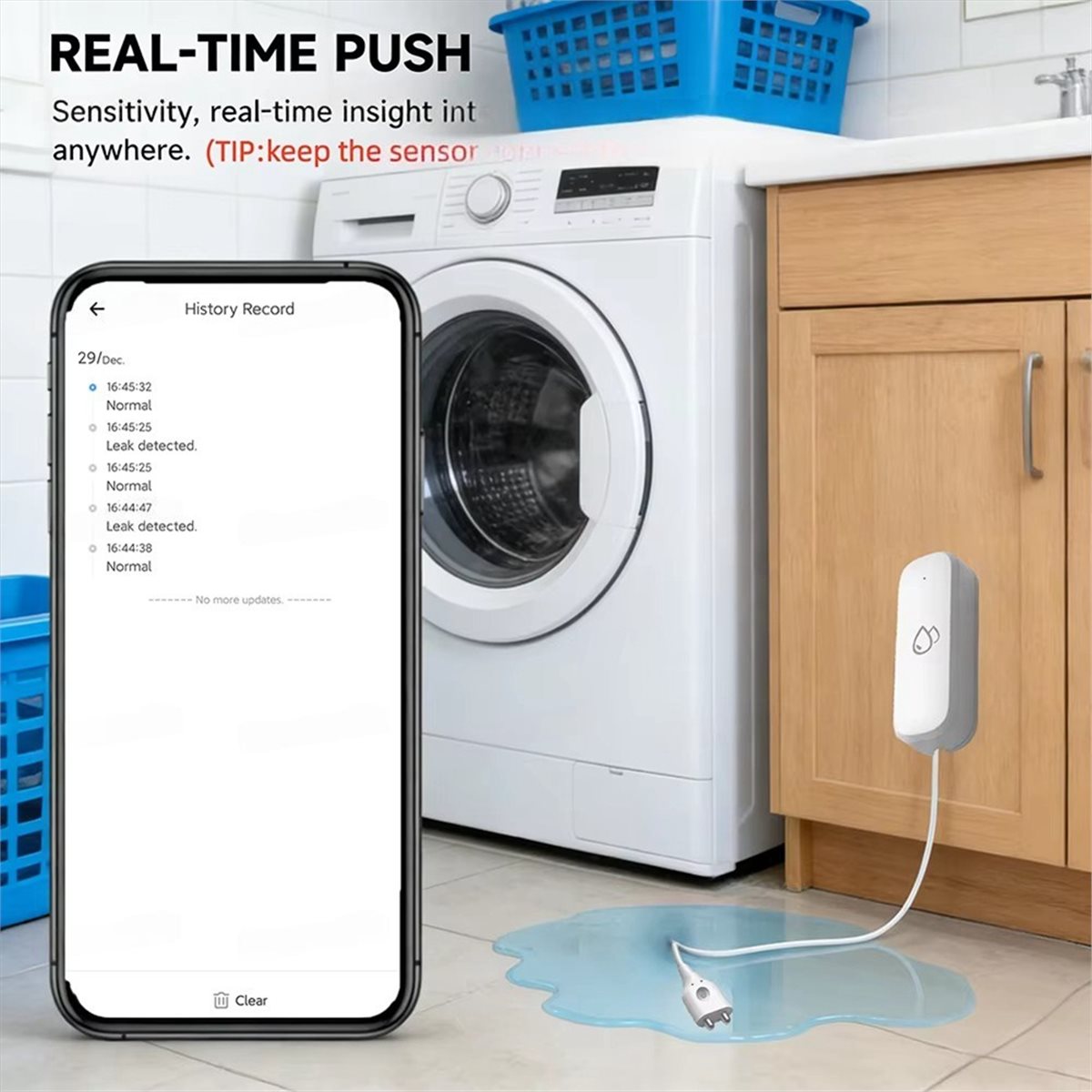 Smart Home Security - Kompatybilny czujnik wycieku wody ZigBee, alarmy,
